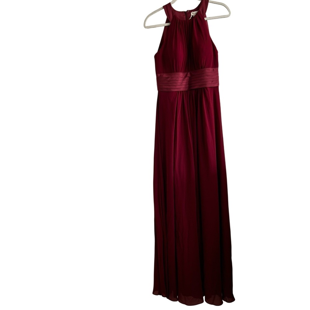 AW Bridal Sleeveless Dress Dark‎ Red Burgundy SZ 8 Bridesmaid Lined Long Formal